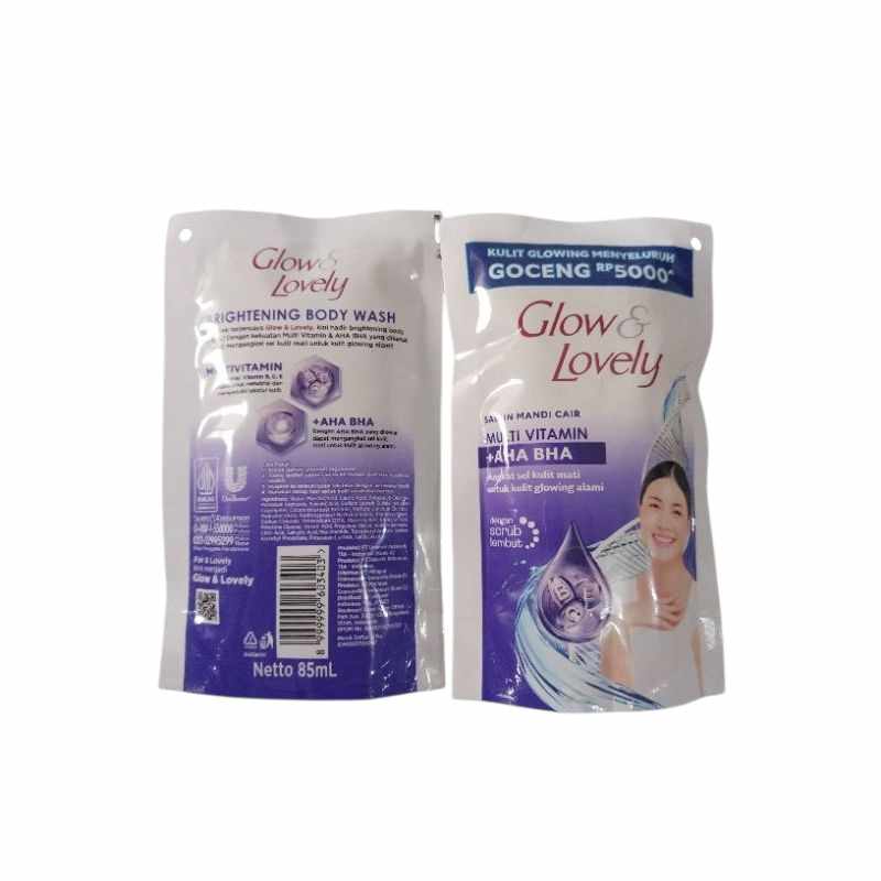 GLOW N LOVELY SABUN CAIR DENGAN SCRUB UNGU 85ML